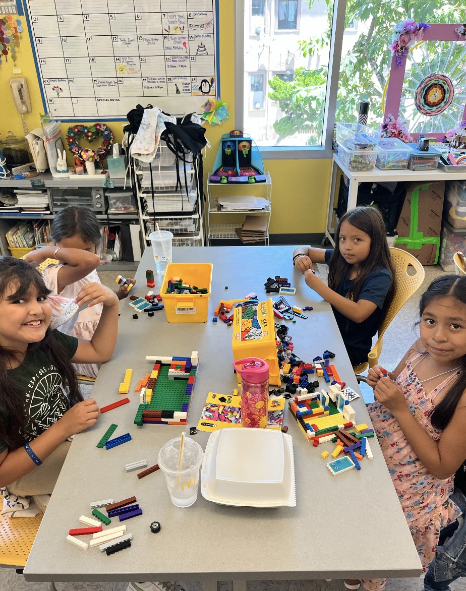 Students busily engaged on their Lego marble mazes